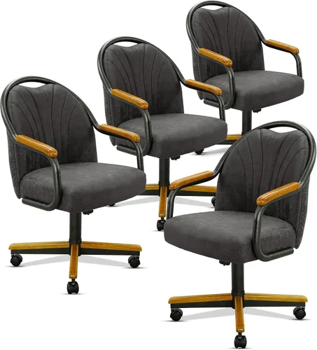 Vista 14 de Chromcraft Juego de 1 silla, silla con ruedas dobles suaves para cocina