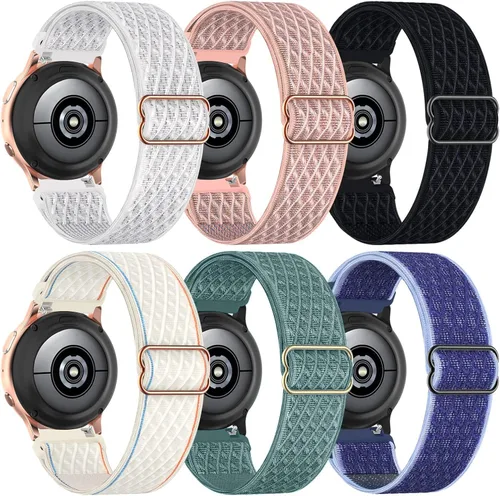 Vista 11 de Sunnyson, 6 bandas elásticas de nylon compatibles con Samsung Galaxy Watch 7/6/5/4 de 40 mm y 44 mm, correa de bucle elástico suave de 20 mm