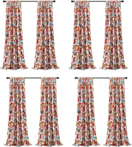 Vista 14 de Lush Decor Zara Jacobean - Paneles de cortina para oscurecer la habitación, 2 piezas, gris (95 x 52 pulgadas)