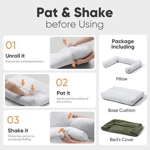 Vista 8 de FUKUMARU Sofá cama para perros, acogedora cama de pana para gatos de interior con funda lavable, cama ortopédica impermeable de 28 pulgadas