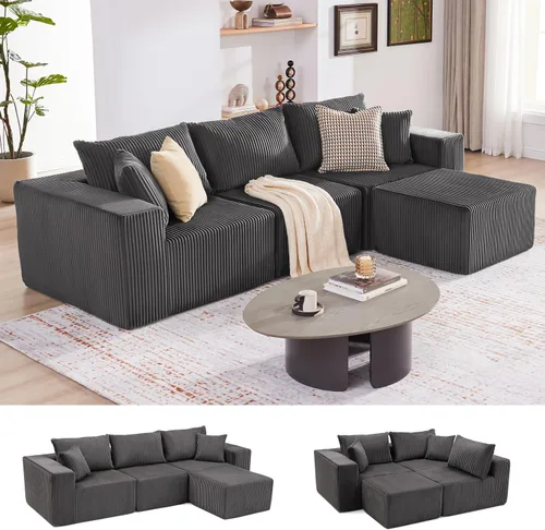 Vista 28 de Sofá seccional modular de 108", sofá seccional Cloud con asiento profundo, sofá modular moderno en forma de L con chaise, sofás tapizados sin Beige