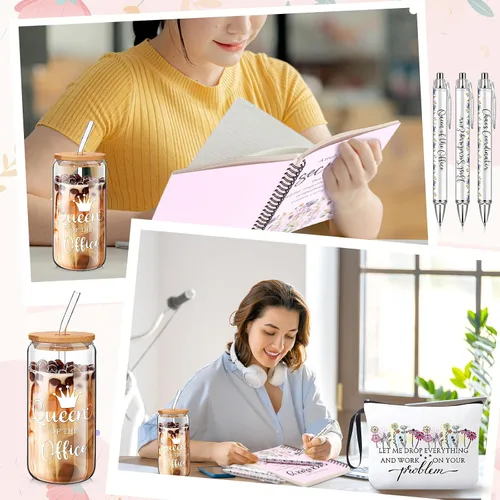 Vista 6 de SiliFine - Vaso de cristal de 16 onzas con popote (6 unidades), regalo