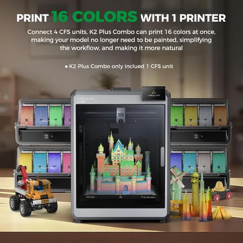 Vista 2 de Creality K2 Plus Combo 3D impresora, impresora 3D multicolor con CFS, doble cámara, velocidad de impresión de 23.622 in/s, extrusora de Combo K2 Plus
