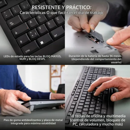 Vista 5 de Cherry Stream Comfort Teclado y Ratón Inalámbricos de Escritorio Mecanismo de Tijeras USB SX Silencioso Susurrante Tecladazo
