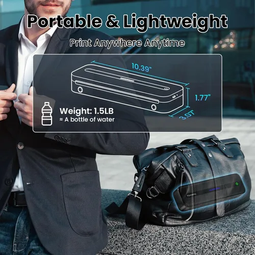 Vista 9 de Phomemo Impresoras Portátiles Inalámbricas para Viajes, M832 Impresora Térmica Bluetooth Sin Tinta Compatible con 8.5'' x 11'' Carta de EE.UU.