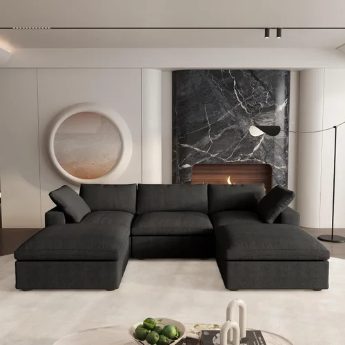 Vista 40 de Cloud - Sofá modular convertible de 80.3 pulgadas en forma de L para sala de estar con otomana de almacenamiento, sofás profundos minimalistas