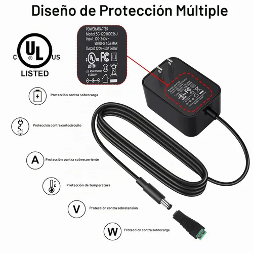 Vista 4 de Adaptador de corriente de 12 V 3 A con interruptor de atenuación, fuente