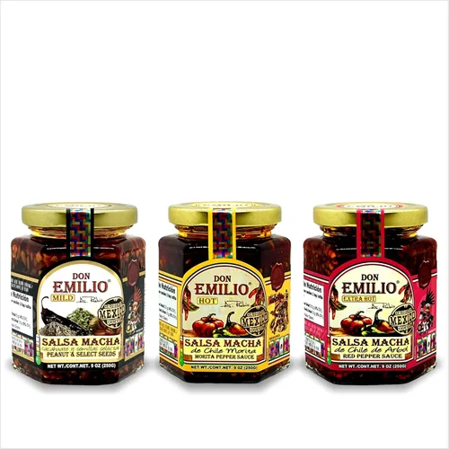 Vista 10 de Don Emilio Hot Chili Arbol Salsa Macha - Tarro prémium de 9 onzas Topping gourmet mexicano artesanal, aceite de chile de pimiento rojo crujiente