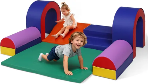 Vista 8 de Kinder King Juego de actividades de escalada y gateo, bloque de espuma suave de 10 piezas para escalar, gatear y deslizarse, escalador