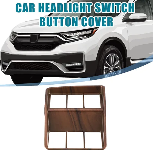 Vista 2 de Cubierta del botón del interruptor de los faros del automóvil, accesorios interiores para Honda CRV 2017-2022, patrón de textura de madera
