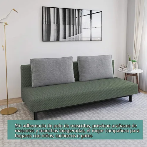 Vista 2 de YEMYHOM Funda para Futón Diseño Jacquard Más Reciente de Alta Elasticidad para Sofá Cama sin Brazos, Protector de Muebles Antideslizante con Parte