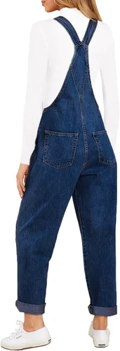 Vista 2 de LookbookStore - Overol de mezclilla elástico e informal para mujer, pantalones y pechera con bolsillos