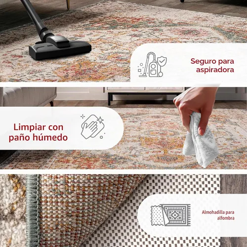 Vista 9 de nuLOOM Performance - Alfombra de estilo oriental, diseño vintage, duradera, fácil de limpiar, Justine Beige, 8'10' x 12