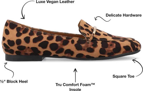 Vista 2 de Journee Collection Wrenn - Mocasines para mujer con muescas planas y puntera cuadrada, tacón de bloque sin cordones