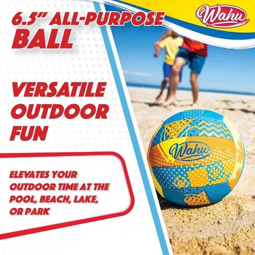 Vista 4 de Wahu 100% Waterproof All-Purpose Pool Ball for Beach Volleyball, Soccer, and More, 6.5" Round Water Ball for Beach and Pool Sports