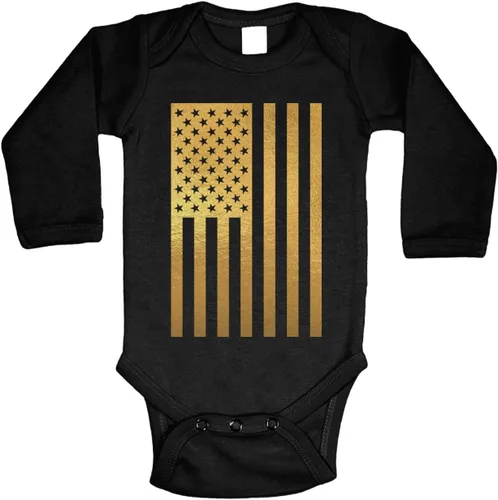 Vista 21 de Tcombo Bandera americana negra envejecida - Body de Estados Unidos Negro - Lámina dorada