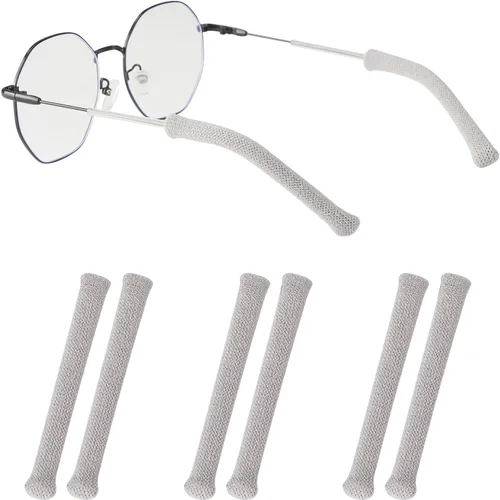 Vista 12 de Cojín de oreja para lentes de longitud más larga con algodón de punto suave, agarre elástico antideslizante para gafas, puntas de patillas de lentes
