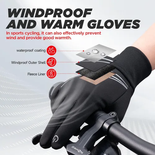 Vista 3 de Guantes térmicos para hombres y mujeres, guantes de invierno resistentes al viento antideslizantes para pantalla táctil, guantes de correr