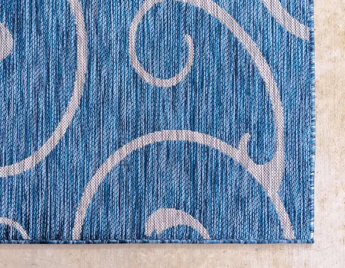 Vista 8 de Unique Loom Outdoor Botanical Collection - Alfombra rizada, 4 pies 1 pulgada x 6 pies 1 pulgada, rectangular, azul/marfil