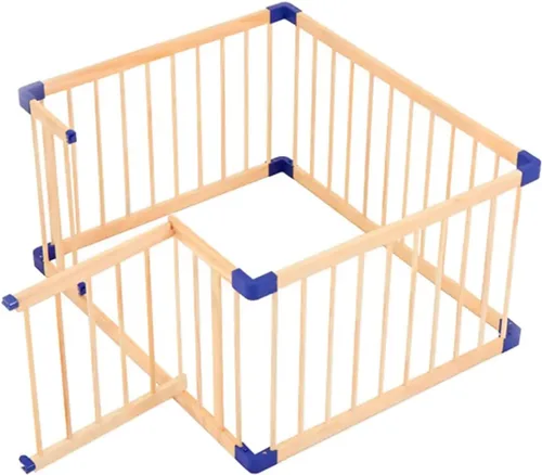 Vista 16 de Jolan Corralito de madera para bebés, fácil de instalar y quitar, corralito de seguridad para niños pequeños con puerta, cerca de centro