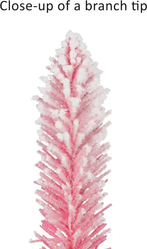 Vista 6 de Puleo International - Árbol de lápiz alpino flocado rosa preiluminado de 4 pies