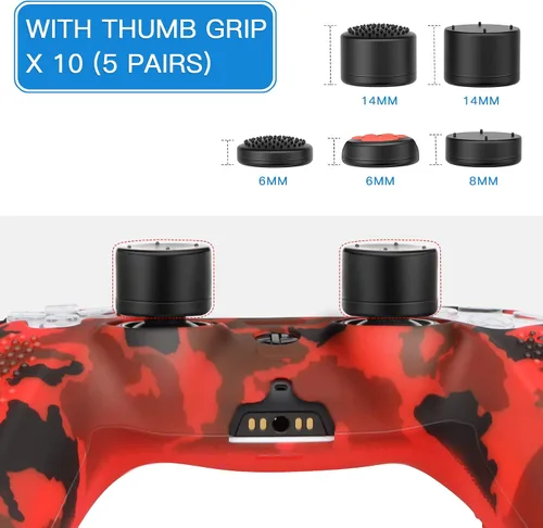 Vista 4 de Benazcap Accesorios de silicona para PS5 DualSense Wireless Controller Grip Case con protección antideslizante de silicona a prueba de polvo, 1