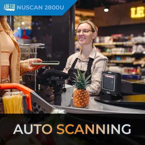 Vista 4 de Adesso NuScan 2800U Omnidireccional 2D Escáner de código de barras de escritorio USB