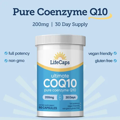 Vista 5 de LifeCaps CoQ10 200mg - Ultimate CoQ10 - Suplementos Q10 de ultra alta absorción - 60