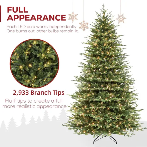 Vista 2 de Hykolity Árbol de Navidad preiluminado de 7.5 pies con follaje de Blanco cálido