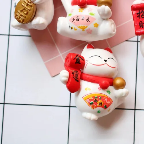 Vista 9 de Figuras de gato de la suerte, 8 piezas, mini Maneki Neko, gatos de la suerte, gatos de la suerte, gato japonés de la fortuna, kawaii gato japonés