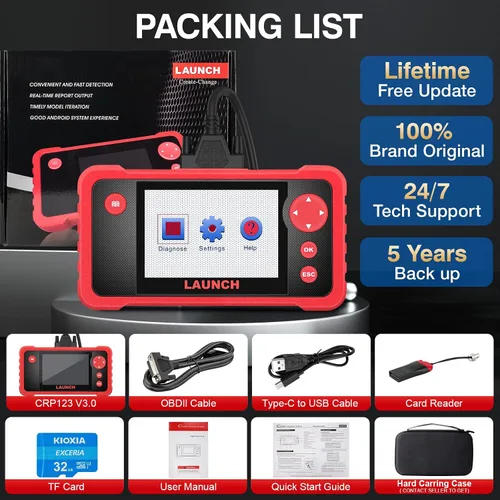 Vista 8 de LAUNCH Crp123 - Escáner OBD2, herramienta de escaneo y diagnóstico de transmisión, SRS, ABS y motor, lector de códigos, actualizaciones incluidas