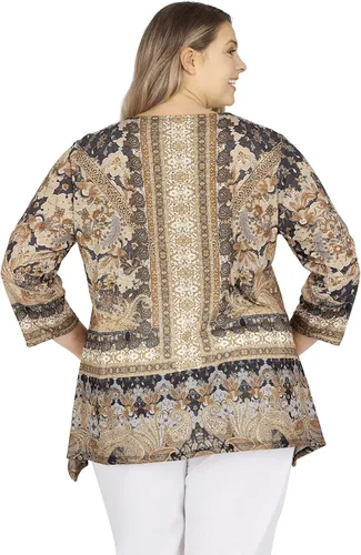 Vista 2 de Ruby Rd. Top de sublimación con estampado de espejo para mujer de talla grande