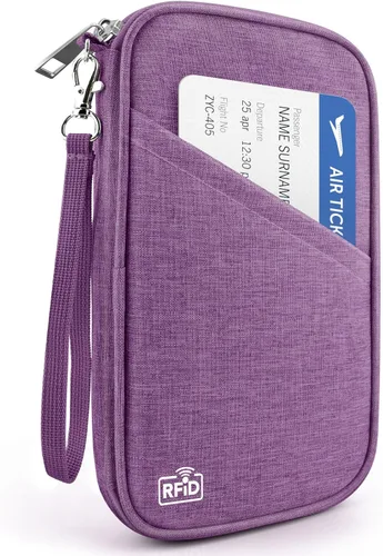 Vista 10 de Cartera de pasaporte para la familia con RFID, organizador de documentos de viaje, impermeable para mujeres, billetera de pasaporte portátil