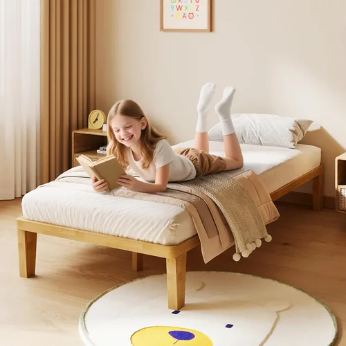 Vista 3 de IOTXY - Marco de cama de plataforma individual XL, base de colchón de madera maciza de 12 pulgadas