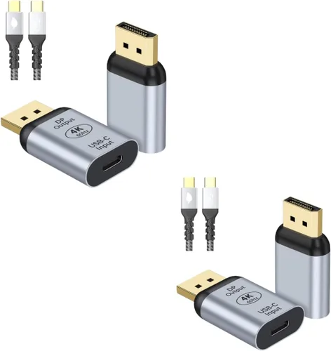 Vista 14 de Adaptador DisplayPort a USB C, 4K a 120Hz con adaptador USB C, convertidor DP macho a tipo C macho compatible con Nrea-l Air VR, MacBok Pro/Air