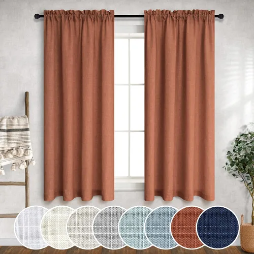 Vista 74 de Mrs.Naturall - Cortinas transparentes con bolsillo para barra de 36x63 pulgadas de lino mezclado negro