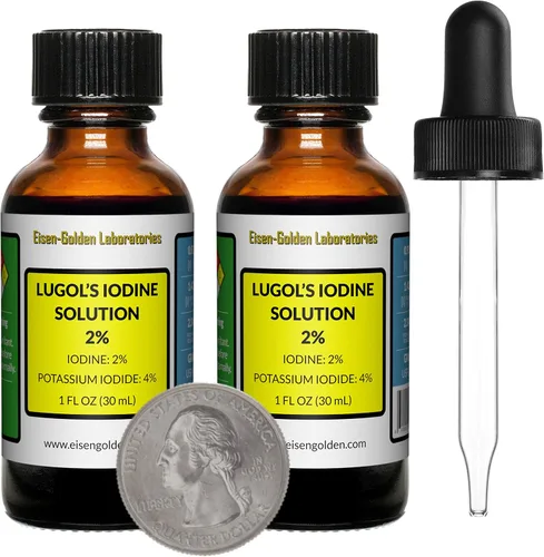 Vista 8 de Lugol's Yodo, solución al 2%, 2 onzas en una botella de vidrio ámbar, gotero gratis, EE. UU