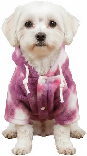 Vista 19 de Mklhgty Sudadera con capucha para perro de tie dye, abrigo de invierno para perros pequeños - capucha cálida y ajustable ultrasuave, tela