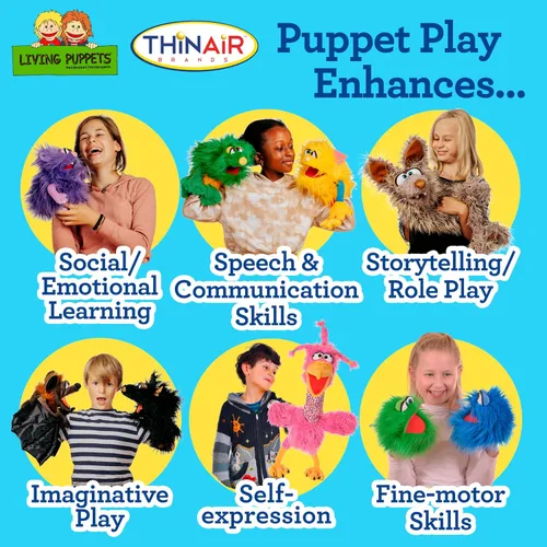 Vista 5 de Playful Minds Living Puppets - Addie the Ant - Marioneta de peluche de 14 pulgadas para niños, marioneta suave hecha a mano con boca y cabeza