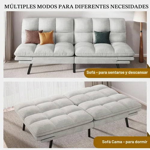Vista 6 de YITAHOME Convertible Futon Sofa Bed,70" Folding Futon Couch