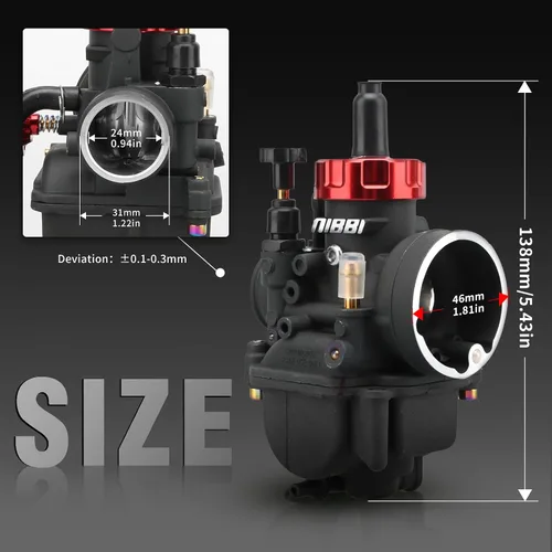 Vista 3 de NIBBI Carburador PE24,0.945 in para motor de motocicleta de 150 cc con chorros de carbohidratos – para Dirt Pit Bike Mini Bike Motocross GY6