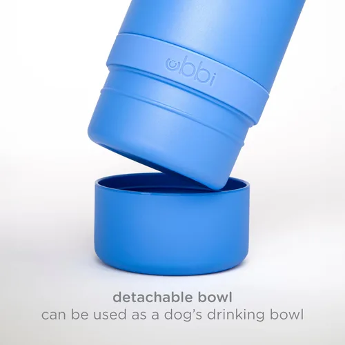 Vista 4 de Ubbi Pup & Me Botella de agua aislada de acero inoxidable para perros con cuenco adjunto, botella de viaje portátil de 32 onzas a prueba de fugas