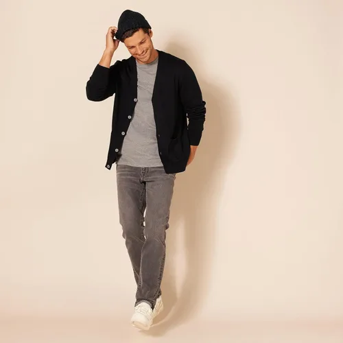 Vista 4 de Tienda Essentials Suéter tipo cárdigan de algodón para hombre