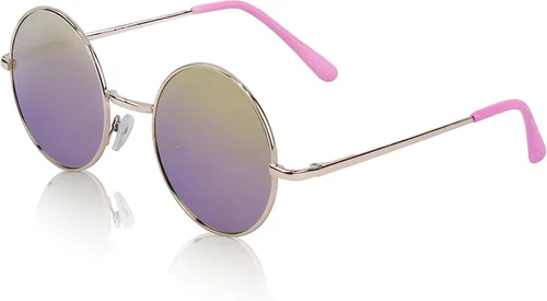 Vista 2 de SunnyPro Gafas de sol redondas Circle Retro Hippie Flat Mirrored Lens Gafas UV400