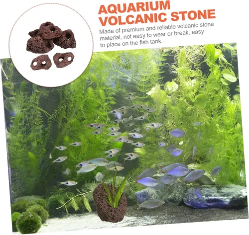 Vista 8 de balacoo 6 piezas de rocas volcánicas para decoración de peceras, piedras naturales, base fija, versátil, adornos de paisaje de acuarios para plantas