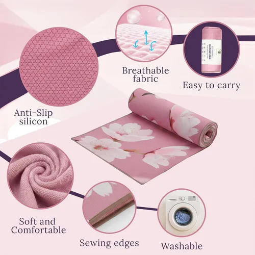 Vista 3 de Toalla antideslizante para esterilla de yoga caliente para yoga, toalla de yoga lavable a máquina con agarre de silicona, secado rápido y súper