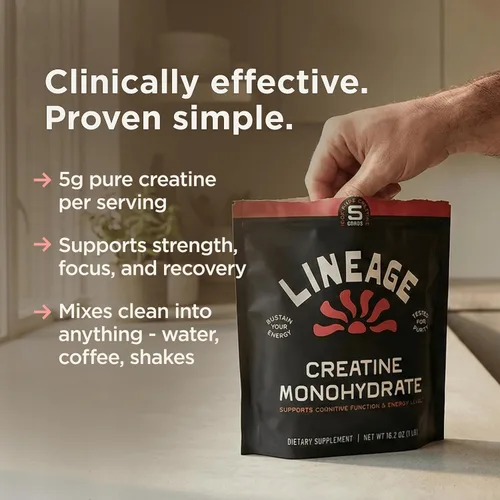 Vista 3 de Lineage Provisions Monohidrato de creatina micronizada con sal marina - Creatina en polvo micronizada para entrenamiento y rendimiento - Sin