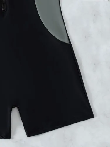 Vista 3 de Floerns Traje de baño deportivo de una pieza con cremallera frontal tropical para mujer