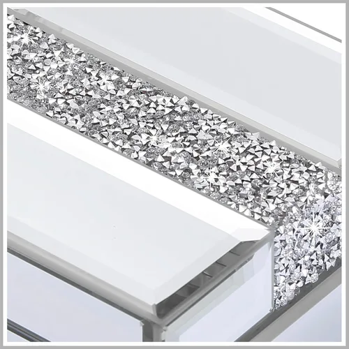 Vista 2 de Timetrace Caja pequeña de cristal de diamante plateado, joyero de cristal, caja decorativa, caja de recuerdos, organizador de joyas, organizador