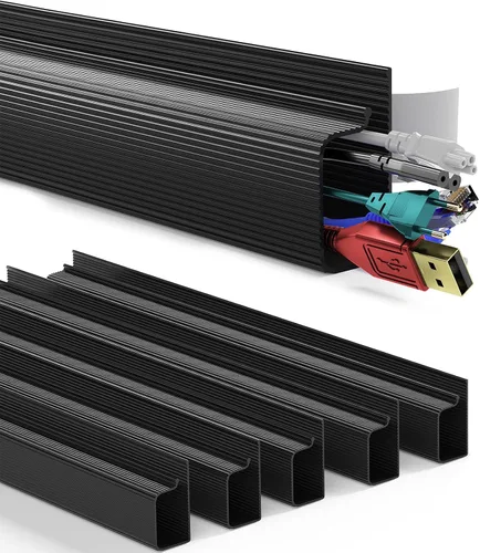 Vista 9 de Delamu Paquete de 2 organizadores de cables debajo del escritorio, organización de cables ordenada segura debajo de los escritorios para oficina